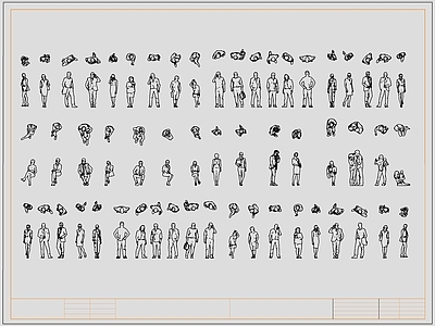 现代人物 俯视 顶视 施工图