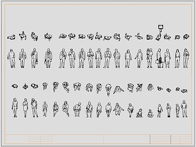 现代人物 俯视 顶视 施工图
