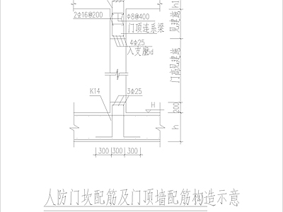 现代其他节点详图 人防顶级墙配筋 施工图