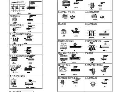 现代其他节点详图 道路样式做法 砼 鹅卵石道路 青石板路 块石卵石石板小路 施工图