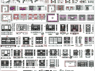 现代欧式综合家具图库 书柜 装饰柜 酒柜 酒窖 家具 施工图