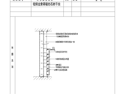 现代其他节点详图 轻钢龙骨石材干挂 隔墙 施工图