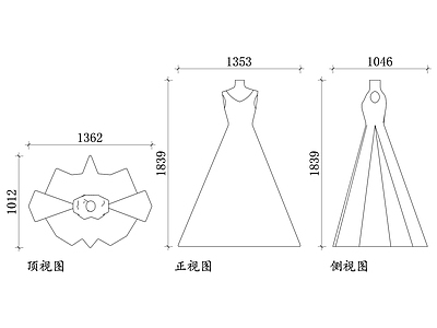 现代服装鞋帽 新娘婚纱平面图 新娘婚纱结构图 新娘婚纱设计图 新娘婚纱布局图 新娘婚纱展示图 施工图