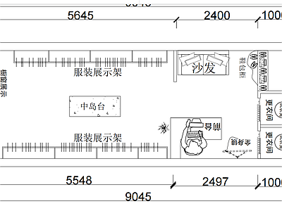 现代服装店 服装店平面布局图 施工图