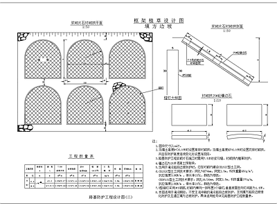 现代其他节点详图 片石框架植草防护 路基防护工程 浆砌片石框架植草 施工图