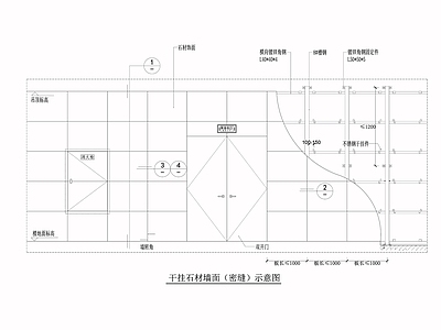 现代墙面节点 干挂石材节点大样 施工图