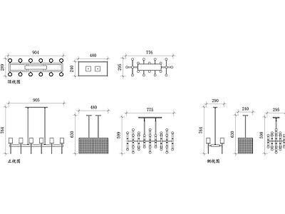 现代灯具图库 长方形吊灯平面图 长方形吊灯结构图 长方形吊灯设计图 长方形吊灯布局图 长方形吊灯安装图 施工图
