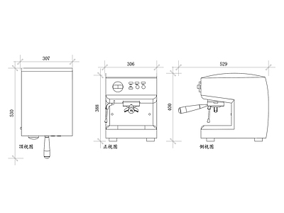 现代厨房设施 桌面咖啡机平面图 桌面咖啡机结构图 桌面咖啡机设计图 桌面咖啡机布局图 桌面咖啡机使用图 施工图