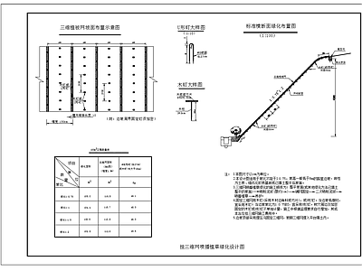 现代其他节点详图 三维网喷播植草 挂网喷播植草防护 挂网喷播植草绿化 施工图