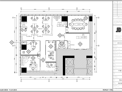 现代整体办公空间 办公室装 施工图