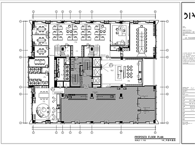 现代整体办公空间 办公空 施工图