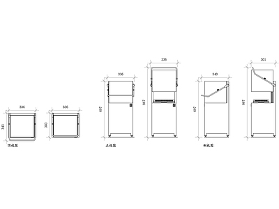 现代厨房设施 洗碗机平面图 洗碗机结构图 洗碗机设计图 洗碗机布局图 洗碗机使用图 施工图