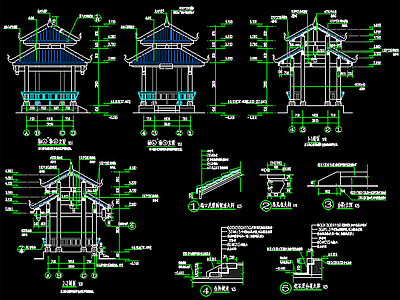 新中式亭子 木亭 施工图