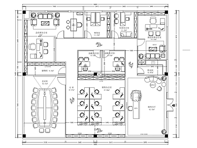 现代整体办公空间 办公空间平面布置 施工图