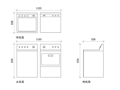 现代电器 翻盖洗衣机平面图 翻盖洗衣机结构图 翻盖洗衣机设计图 翻盖洗衣机布局图 翻盖洗衣机使用图 施工图