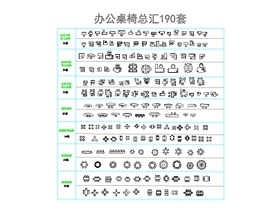 新中式现代综合家具图库 办公家具 经理室图库 施工图