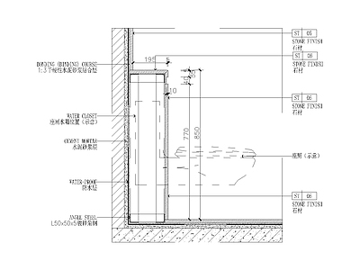 现代其他节点详图 悬挂座厕 施工图