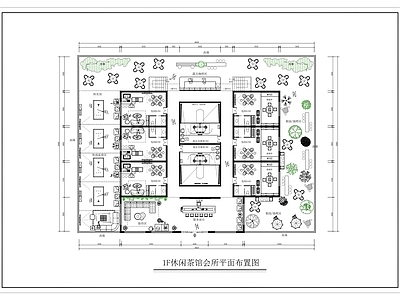 现代茶馆 现代休闲茶馆平面 茶室平面 施工图