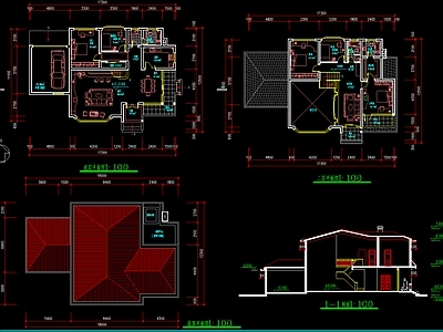 现代别墅建筑 现代自建房别墅建 施工图