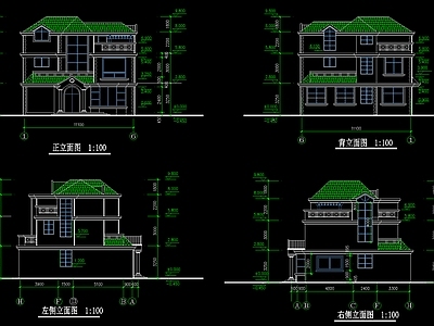 现代别墅建筑 自建房别墅方案 施工图