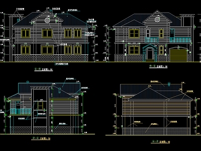 现代别墅建筑 自建房别墅方案 施工图