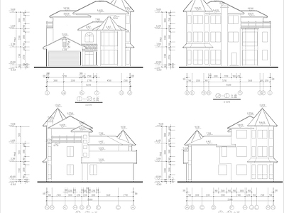 现代别墅建筑 自建房别墅方案 简欧 施工图