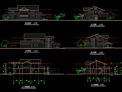 现代别墅建筑 自建房别墅方案 施工图