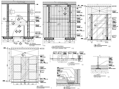 现代卫浴设施 淋浴间 施工图