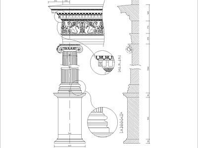 现代其他节点详图 西式柱详图 施工图