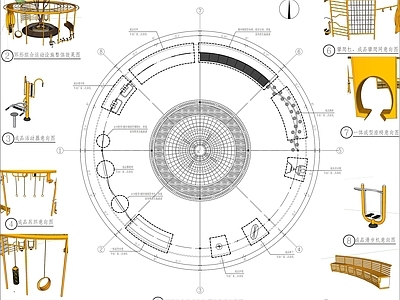 现代综合景观图库 环形综合运动设施 施工图