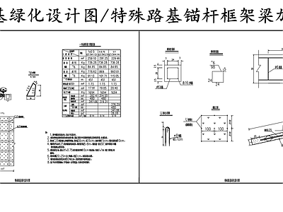 现代其他节点详图 特殊路基绿化设计 锚杆框架梁加固 特殊路基锚杆加固 施工图