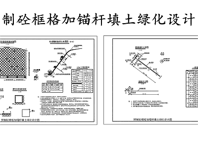 现代其他节点详图 预制框格锚杆防护 预制砼框格加锚杆 框格加锚杆绿化图 施工图