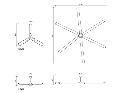 现代电器 工业吊扇平面图 吊扇结构图 吊扇设计图 吊扇布局图 吊扇安装图 施工图