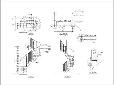现代其他节点详图 旋梯详图 施工图