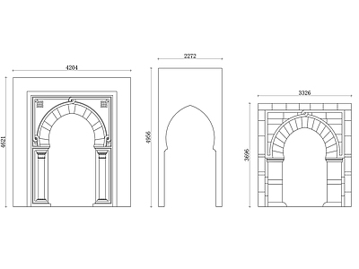 欧式线条 雕 马蹄形拱平面图 拱结构图 拱设计图 拱布局图 拱安装图 施工图