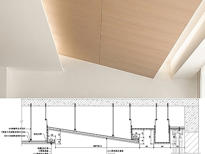 现代简约吊顶节点 轻钢龙骨 斜面灯带天吊顶 施工图