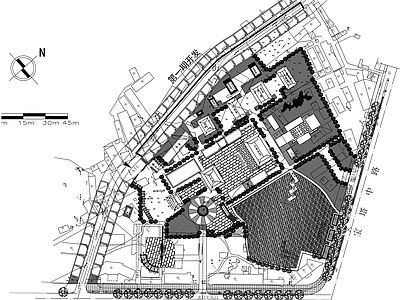 中式庭院 中式平面图 寺庙 中式园林平面 施工图