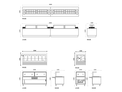 现代蛋糕店 食品柜台平面图 食品柜台结构图 食品柜台设计图 食品柜台布局图 食品柜台使用图 施工图
