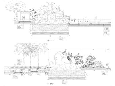 景观节点 假山水池剖面图 施工图