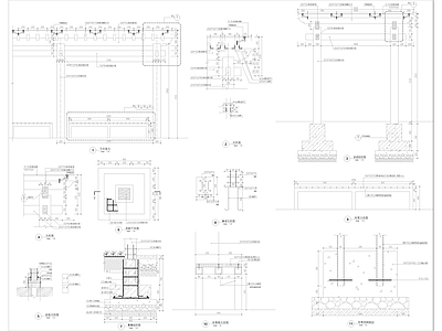现代亭子图库 亭廊组合详图 施工图