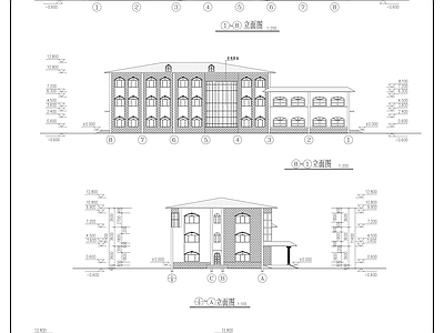 现代办公楼建筑 小型办公楼和食堂 施工图