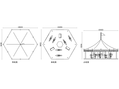 现代儿童乐园 旋转木马平面图 旋转木马结构图 旋转木马设计图 旋转木马布局图 旋转木马使用图 施工图
