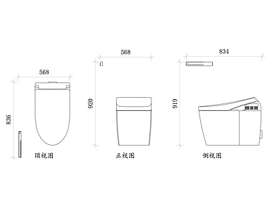 现代卫浴设施 智能马桶平面图 智能马桶结构图 马桶设计图 马桶布局图 马桶安装图 施工图