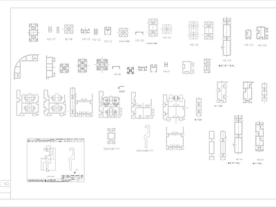 现代器材设备详图 铝合金界面图 施工图