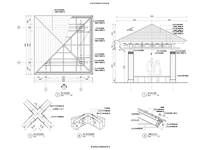 现代亭子 景观亭 施工图