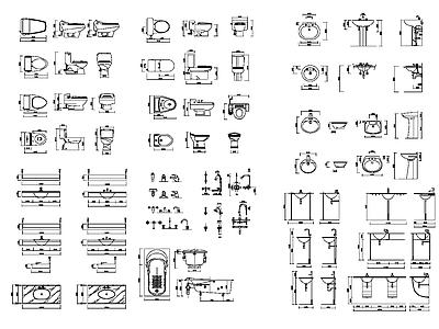 现代卫浴设施 洁具图块 施工图