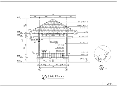 中式亭子 景观亭 四角亭 木亭 施工图