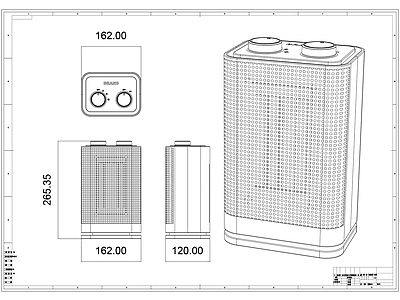 现代电器 家电 取暖器 施工图