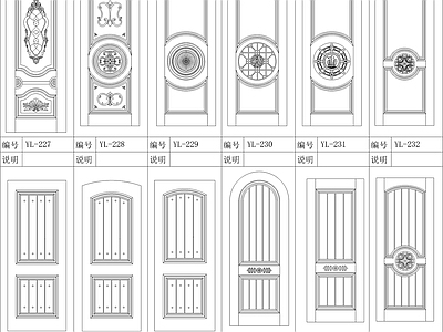 现代门 现代实木图块 施工图