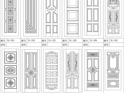 现代门 现代实木图块 施工图